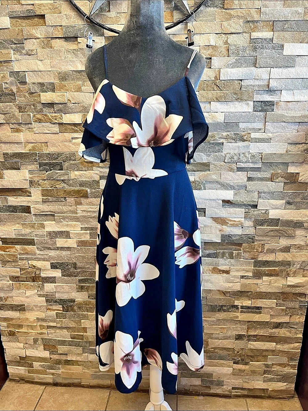 Bbonlinedress Floral Midi Dress in Blue & Pink NWT
